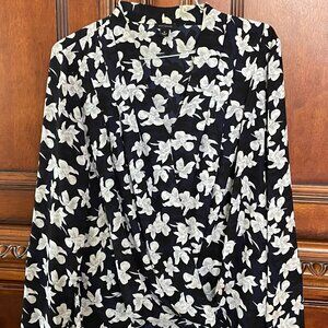 Ann Taylor Navy Floral Blouse